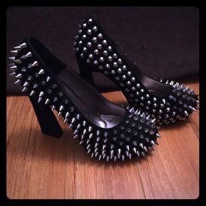 Jeffrey Campbell Black Suede Spiked Heels